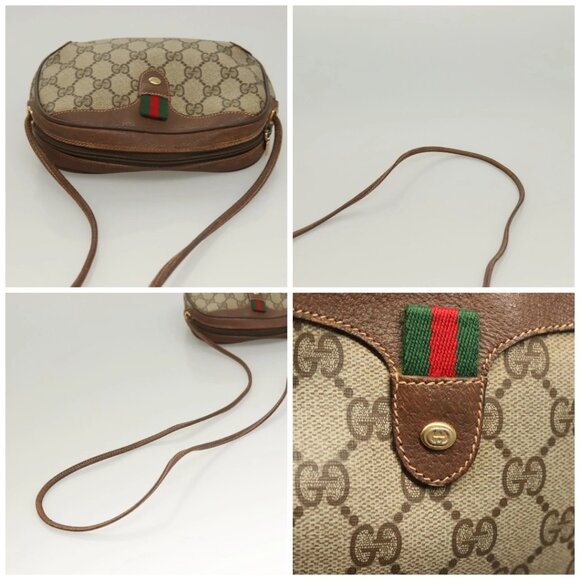 GUCCI GG Supreme Web Sherry Line Bag PVC Beige Gold 156 02 066 Auth bs27546 - Picture 16 of 16